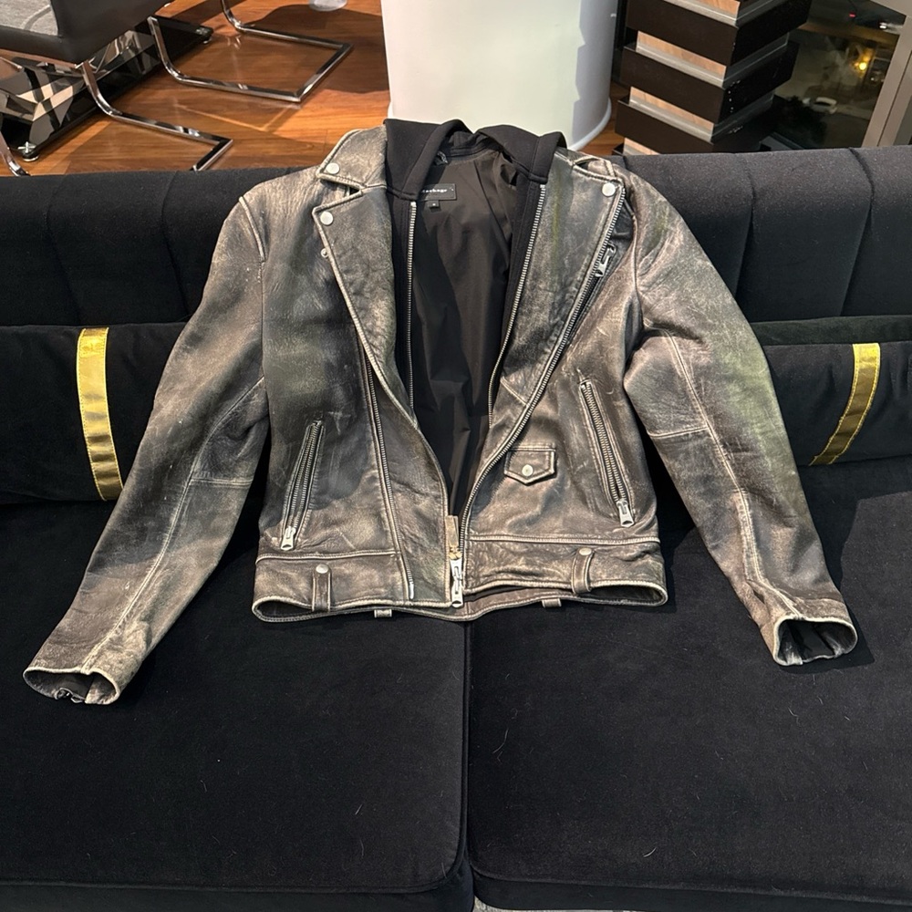 Men’s Mackage Jacket - Leather and Sweatshirt - Size 38